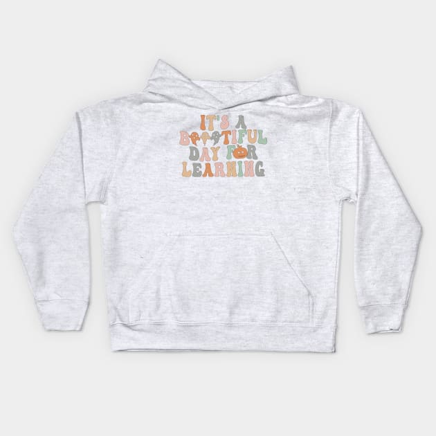 It's A Beautiful Day For Learning Groovy Halloween Teacher T-Shirt Kids Hoodie by drag is art